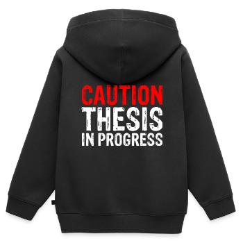 Caution Thesis In Progress 3 - Kids Premium Organic Zip-up Hoodie - black - Back - AI Model Kid Male (0cm)