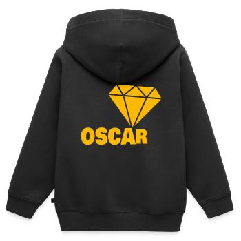 Geschenk für Oscar - Kinder Premium Organic Zip Hoodie - Schwarz - Hinten - AI Model Kid Male (0cm)