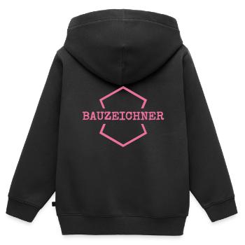 Dessinateur de travail - Sweat Premium à capuche zippé enfant bio - noir - Dos - AI Model Kid Male (0cm)