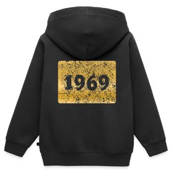 Zahl 1969 - Kinder Premium Organic Zip Hoodie - Schwarz - Hinten - AI Model Kid Male (0cm)