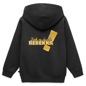 Vorname Rebekka - Kinder Premium Organic Zip Hoodie - Schwarz - Hinten - AI Model Kid Male (0cm)