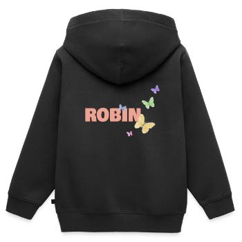 Robin Robin - Kinder Premium Organic Zip Hoodie - Schwarz - Hinten - AI Model Kid Male (0cm)