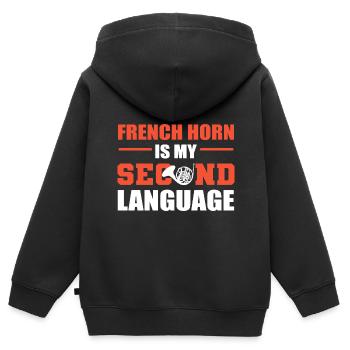 Mon don d’instrumentiste de langue seconde - Sweat Premium à capuche zippé enfant bio - noir - Dos - AI Model Kid Male (0cm)