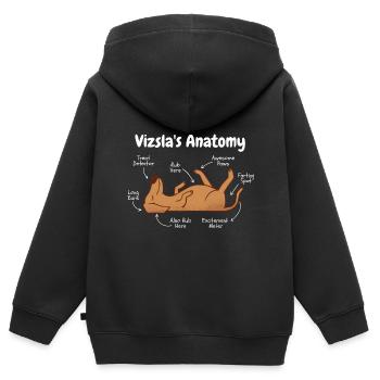 Anatomie d’un Vizsla - Sweat Premium à capuche zippé enfant bio - noir - Dos - AI Model Kid Male (0cm)