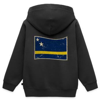 Curaçao - Kinder Premium Organic Zip Hoodie - Schwarz - Hinten - AI Model Kid Male (0cm)