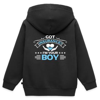 Vendeur d’assurance Agent d’assurance - Sweat Premium à capuche zippé enfant bio - noir - Dos - AI Model Kid Male (0cm)