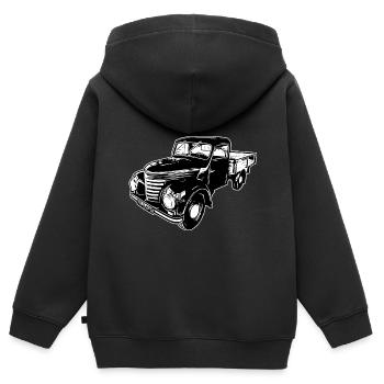 Framo pritsche Transporter Lkw DDR IFA Oldtimer - Kinder Premium Organic Zip Hoodie - Schwarz - Hinten - AI Model Kid Male (0cm)