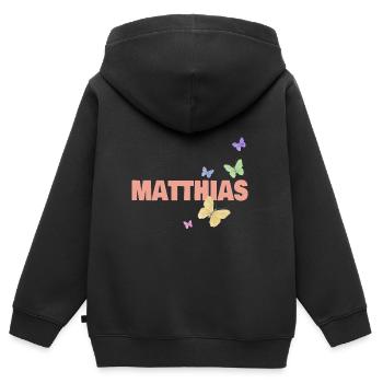 Vorname Matthias - Kinder Premium Organic Zip Hoodie - Schwarz - Hinten - AI Model Kid Male (0cm)