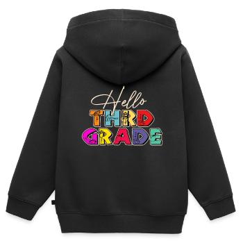 Teacher Hello Third Grade - Kids Premium Organic Zip-up Hoodie - black - Back - AI Model Kid Male (0cm)