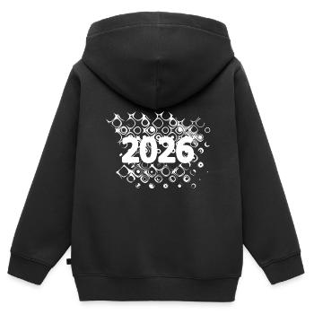 Bulles 2026 - Sweat Premium à capuche zippé enfant bio - noir - Dos - AI Model Kid Male (0cm)