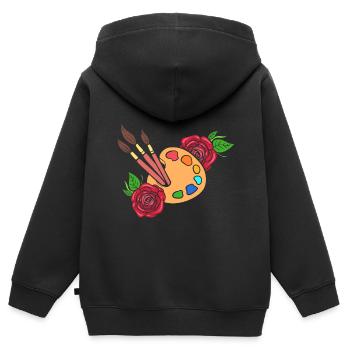 Rosen malen Palette Handwerksperson - Kinder Premium Organic Zip Hoodie - Schwarz - Hinten - AI Model Kid Male (0cm)
