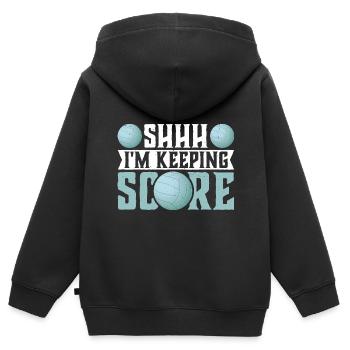 Chut, je garde le score 11 - Sweat Premium à capuche zippé enfant bio - noir - Dos - AI Model Kid Male (0cm)