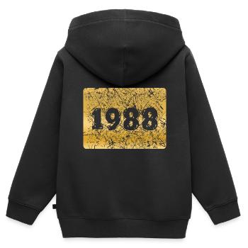 Zahl 1988 - Kinder Premium Organic Zip Hoodie - Schwarz - Hinten - AI Model Kid Male (0cm)