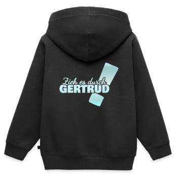 Geschenk für Gertrud - Kinder Premium Organic Zip Hoodie - Schwarz - Hinten - AI Model Kid Male (0cm)