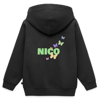 Nico Nico - Kinder Premium Organic Zip Hoodie - Schwarz - Hinten - AI Model Kid Male (0cm)