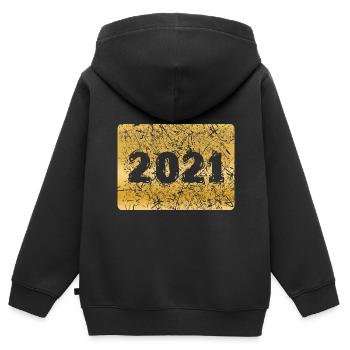 Zahl 2021 - Kinder Premium Organic Zip Hoodie - Schwarz - Hinten - AI Model Kid Male (0cm)