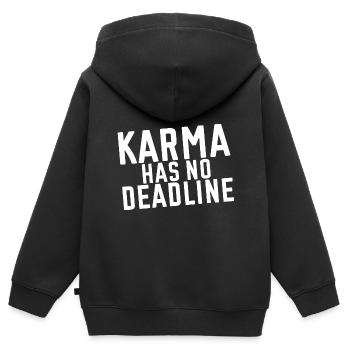Karma Has No Deadline - Kinder Premium Organic Zip Hoodie - Schwarz - Hinten - AI Model Kid Male (0cm)