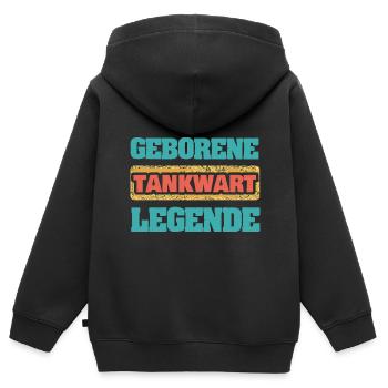 Profession : Pompiste - Sweat Premium à capuche zippé enfant bio - noir - Dos - AI Model Kid Male (0cm)