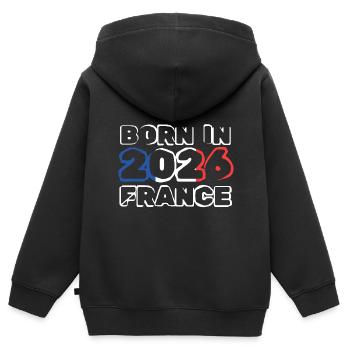 Geboren 2026 - Kinder Premium Organic Zip Hoodie - Schwarz - Hinten - AI Model Kid Male (0cm)