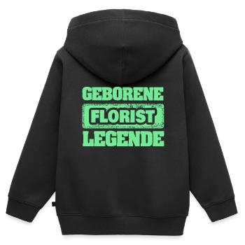 Profession : Fleuriste - Sweat Premium à capuche zippé enfant bio - noir - Dos - AI Model Kid Male (0cm)
