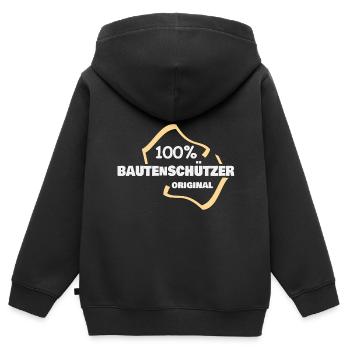 Protecteur de bâtiment - Sweat Premium à capuche zippé enfant bio - noir - Dos - AI Model Kid Male (0cm)