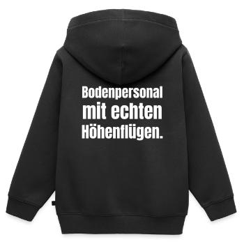 Personnel au sol avec de vraies envolées de fantaisie. - Sweat Premium à capuche zippé enfant bio - noir - Dos - AI Model Kid Male (0cm)