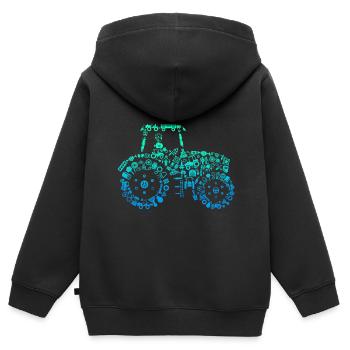 Tractor - Kinder Premium Organic Zip Hoodie - Schwarz - Hinten - AI Model Kid Male (0cm)