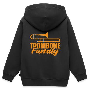 Trombone - Sweat Premium à capuche zippé enfant bio - noir - Dos - AI Model Kid Male (0cm)