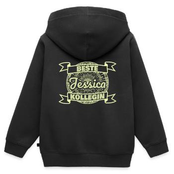 Beste Kollegin Arbeitskollegin Jessica - Kinder Premium Organic Zip Hoodie - Schwarz - Hinten - AI Model Kid Male (0cm)