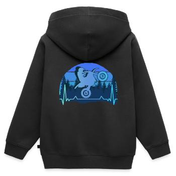 Motorrad Motocross Vintage 80er Retro Biker - Kinder Premium Organic Zip Hoodie - Schwarz - Hinten - AI Model Kid Male (0cm)