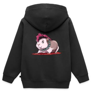 Meerschweinchen als Punker - Kinder Premium Organic Zip Hoodie - Schwarz - Hinten - AI Model Kid Male (0cm)