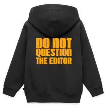 Ne remettez pas en question l’éditeur 2 - Sweat Premium à capuche zippé enfant bio - noir - Dos - AI Model Kid Male (0cm)