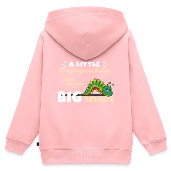 Chenille - Sweat Premium à capuche zippé enfant bio - rose - Dos - AI Model Kid Female (0cm)