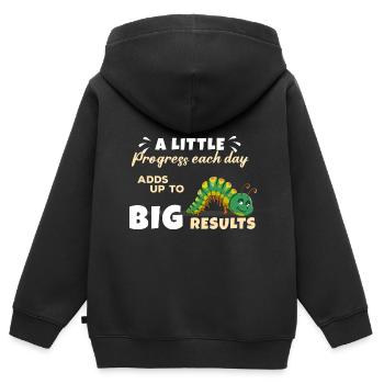 Chenille - Sweat Premium à capuche zippé enfant bio - noir - Dos - AI Model Kid Male (0cm)