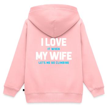 I Love It When My Wife Lets Me Go Climbing Boulder - Kinder Premium Organic Zip Hoodie - Rosa - Hinten - AI Model Kid Female (0cm)