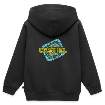 Castiel de chaîne - Sweat Premium à capuche zippé enfant bio - noir - Dos - AI Model Kid Male (0cm)
