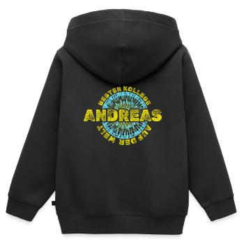 Arbeitskollege Andreas - Kinder Premium Organic Zip Hoodie - Schwarz - Hinten - AI Model Kid Male (0cm)