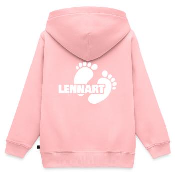 Fußabdruck Lennart - Kinder Premium Organic Zip Hoodie - Rosa - Hinten - AI Model Kid Female (0cm)