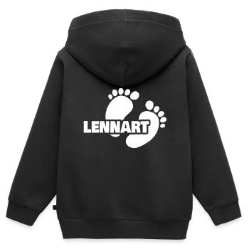 Fußabdruck Lennart - Kinder Premium Organic Zip Hoodie - Schwarz - Hinten - AI Model Kid Male (0cm)