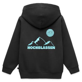 Bergsport Hochblassen - Kinder Premium Organic Zip Hoodie - Schwarz - Hinten - AI Model Kid Male (0cm)