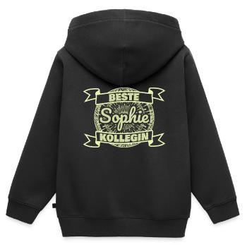 Kollegin Sophie - Kinder Premium Organic Zip Hoodie - Schwarz - Hinten - AI Model Kid Male (0cm)