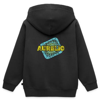 Freizeit Aurelio - Kinder Premium Organic Zip Hoodie - Schwarz - Hinten - AI Model Kid Male (0cm)