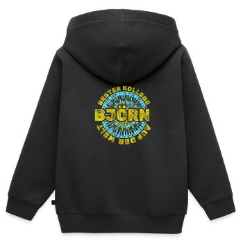 Vorname Björn - Kinder Premium Organic Zip Hoodie - Schwarz - Hinten - AI Model Kid Male (0cm)