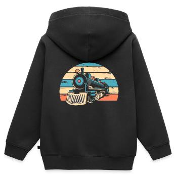 Eisenbahn - Kinder Premium Organic Zip Hoodie - Schwarz - Hinten - AI Model Kid Male (0cm)