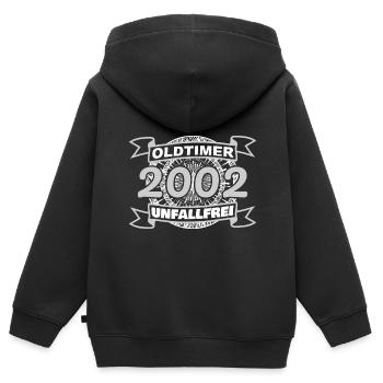 2002 2002 - Kinder Premium Organic Zip Hoodie - Schwarz - Hinten - AI Model Kid Male (0cm)