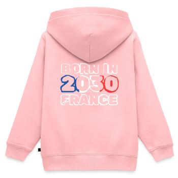 Geboren 2030 - Kinder Premium Organic Zip Hoodie - Rosa - Hinten - AI Model Kid Female (0cm)