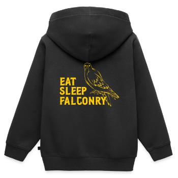 Falknerei Ornithologie Geschenk - Kinder Premium Organic Zip Hoodie - Schwarz - Hinten - AI Model Kid Male (0cm)