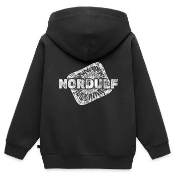 Geburt Nordulf - Kinder Premium Organic Zip Hoodie - Schwarz - Hinten - AI Model Kid Male (0cm)