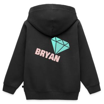 Edel Bryan - Kinder Premium Organic Zip Hoodie - Schwarz - Hinten - AI Model Kid Male (0cm)