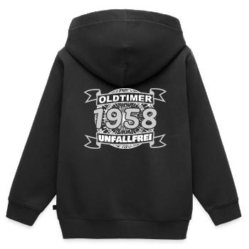 Accident-free 1958 - Kids Premium Organic Zip-up Hoodie - black - Back - AI Model Kid Male (0cm)